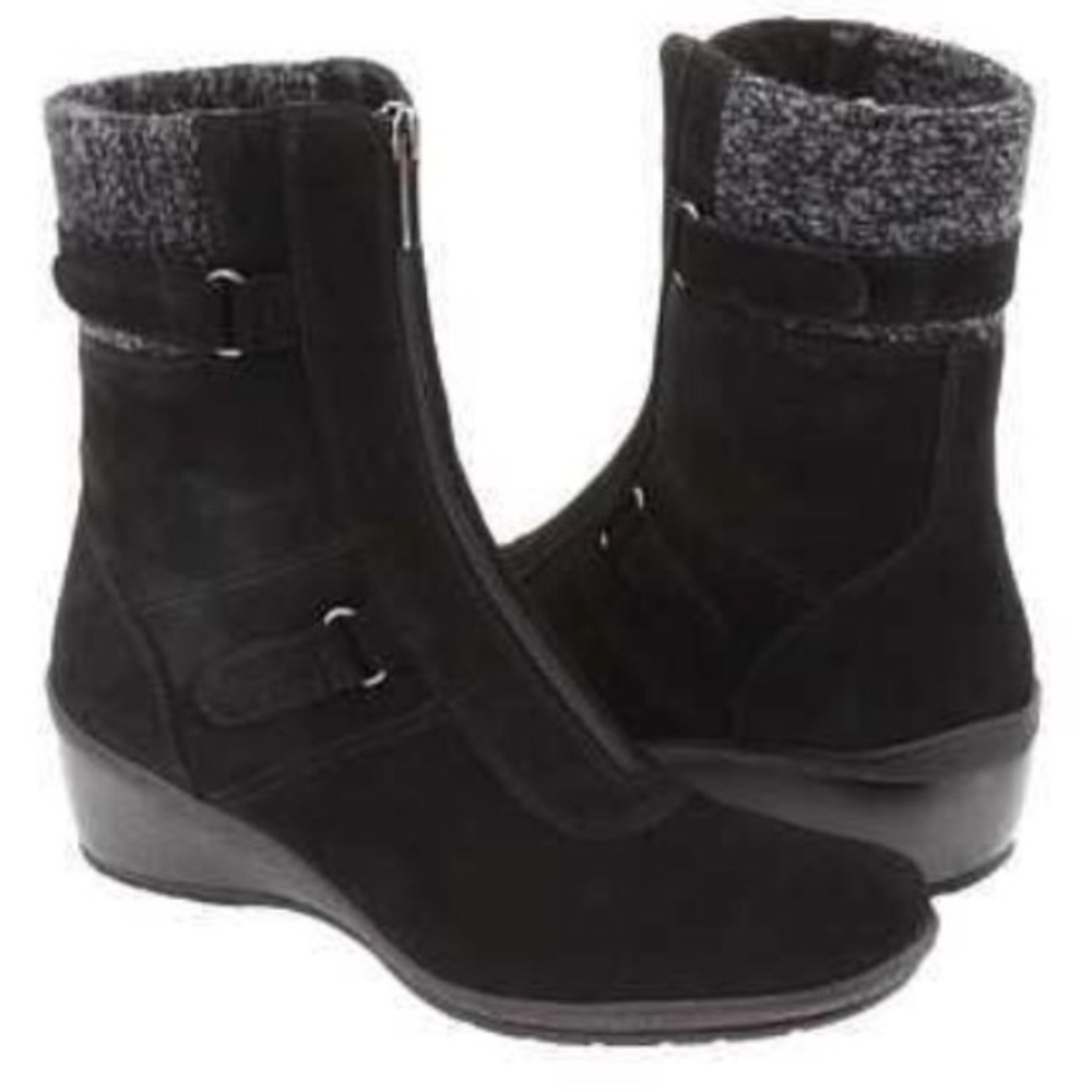 Aquatalia Suede Women's Black Mia Wedge Boots 12B